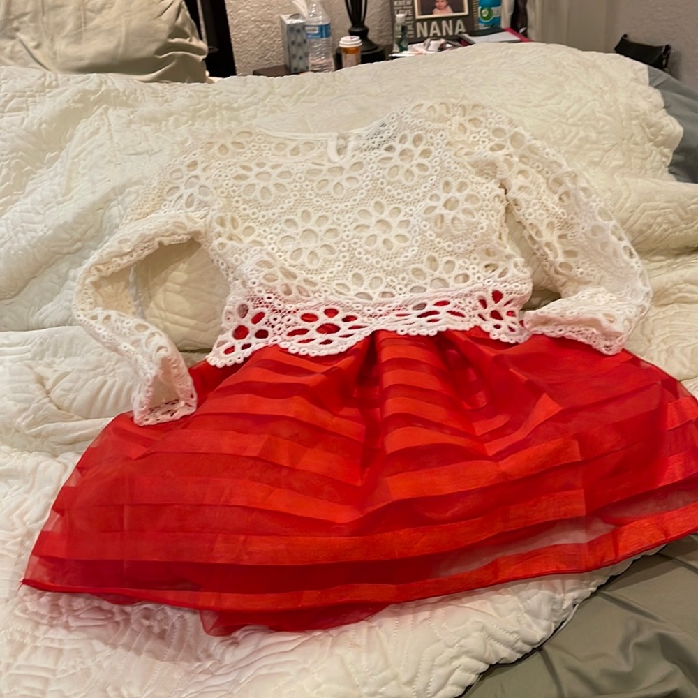 Red and white dress